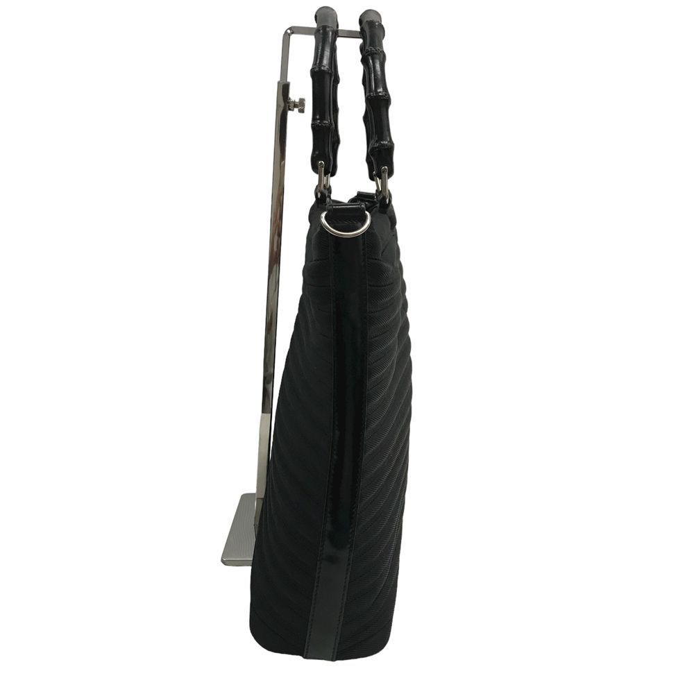 Gucci Bamboo Shoulder Bag Diagonal Black Canvas Enamel Detachable Strap - Picture 5 of 16